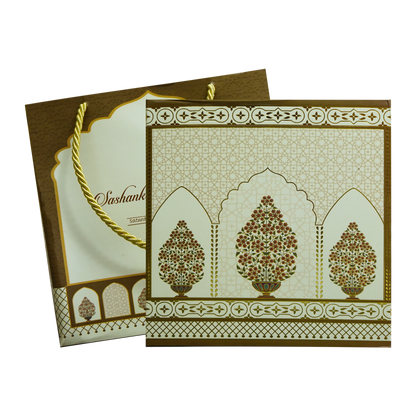 Brown Traditional Box Wedding Invitation-KRC30880