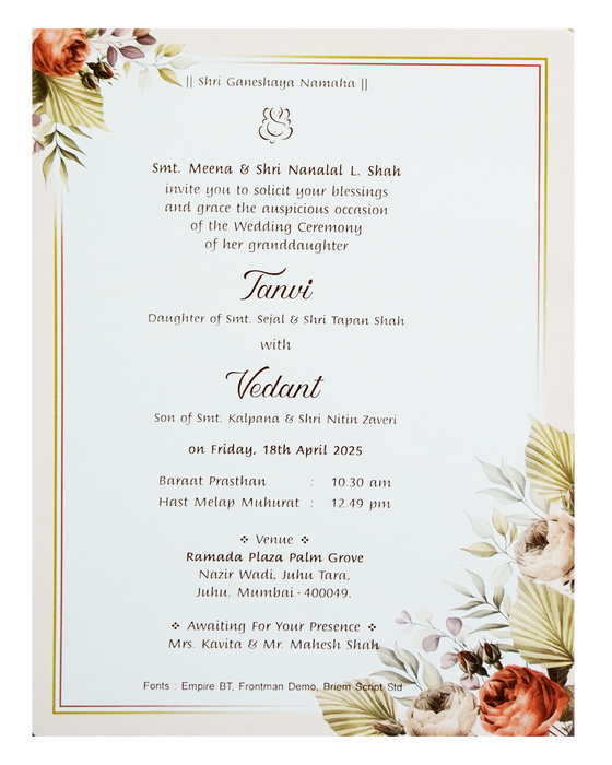 Cream Single Sheet Invitation-King of Cards