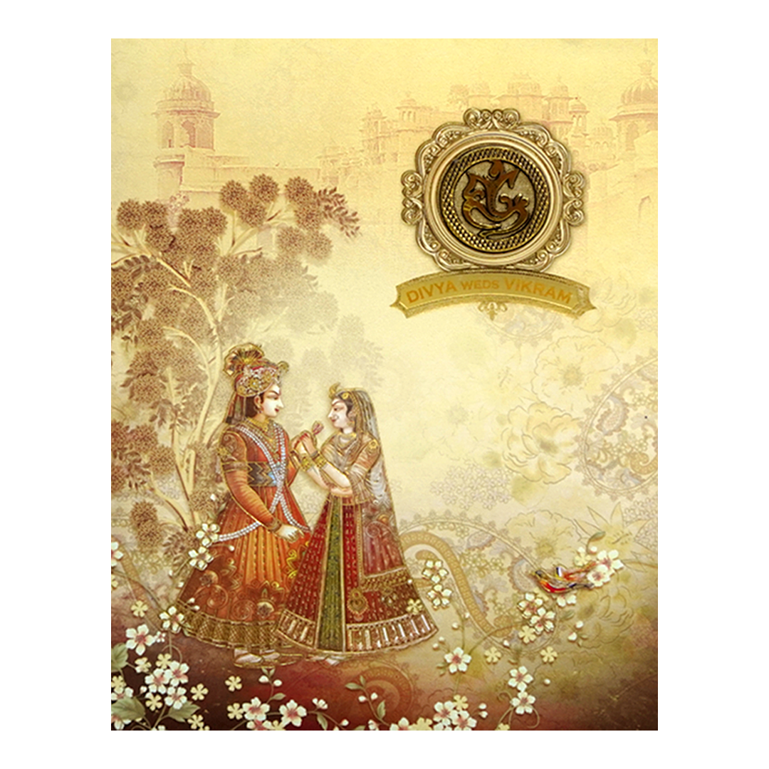 Royal Ganesha Couple Wedding Card-KNKJ1123