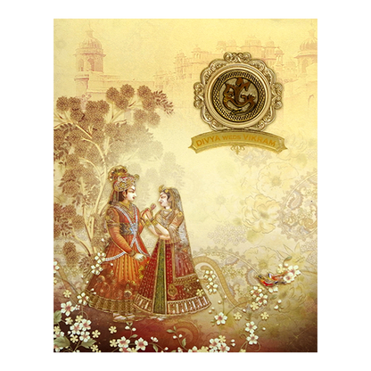 Royal Ganesha Couple Wedding Card-KNKJ1123