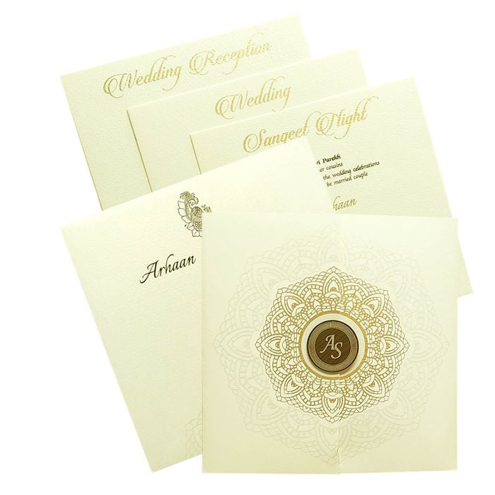 White Ganesha Invitation Card-KRC29132