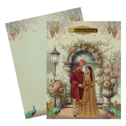 Royal Rose Arch Couple Wedding Card-KNKJ1157