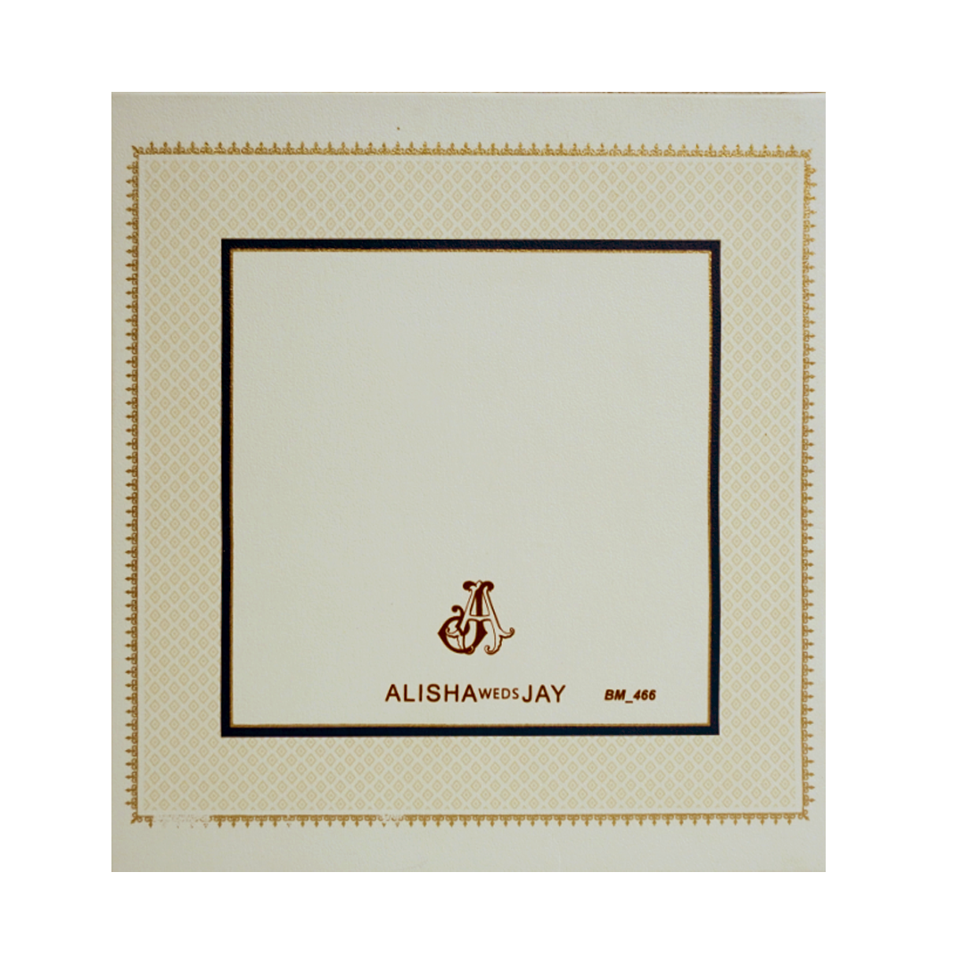 Royal Blue Border Wedding Card-KBM04660