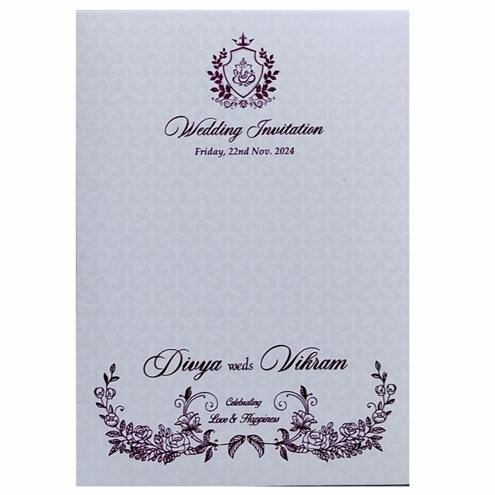 White Floral Single Sheet Invitation Card-King of Cards