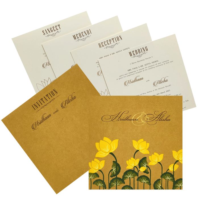 Kakhi Floral Wedding Card-King of Cards