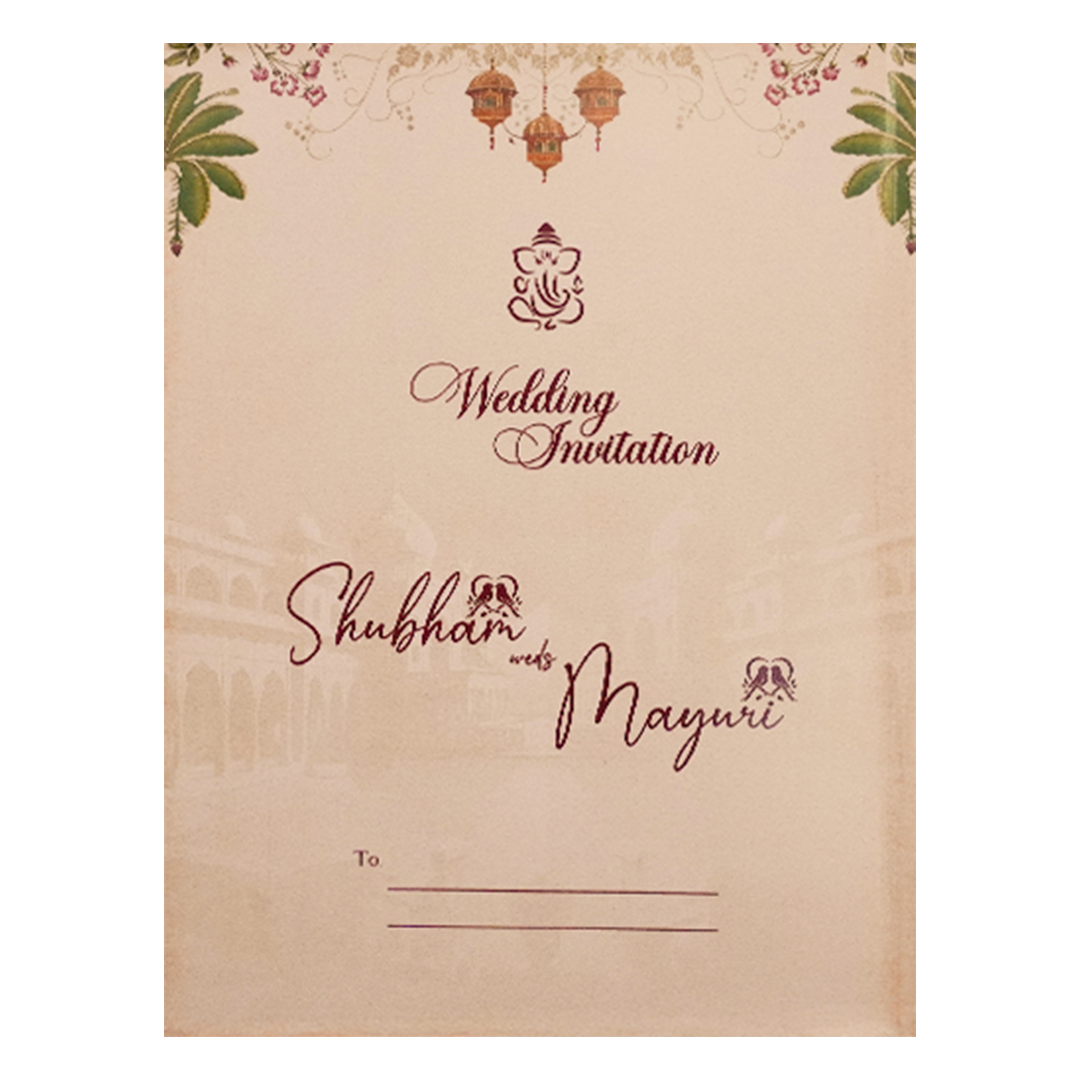 Cream Royal Procession Wedding Card-KSH73330