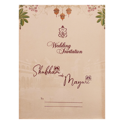 Cream Royal Procession Wedding Card-KSH73330