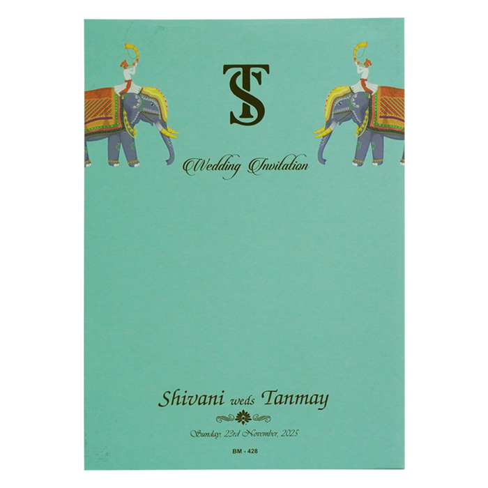 Green Elephant Premium Wedding Card-King of Cards