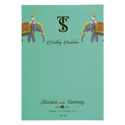Green Elephant Premium Wedding Card-King of Cards