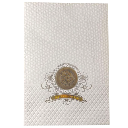 White Embossed Design Nameplate Invitation Card - KNCG1560