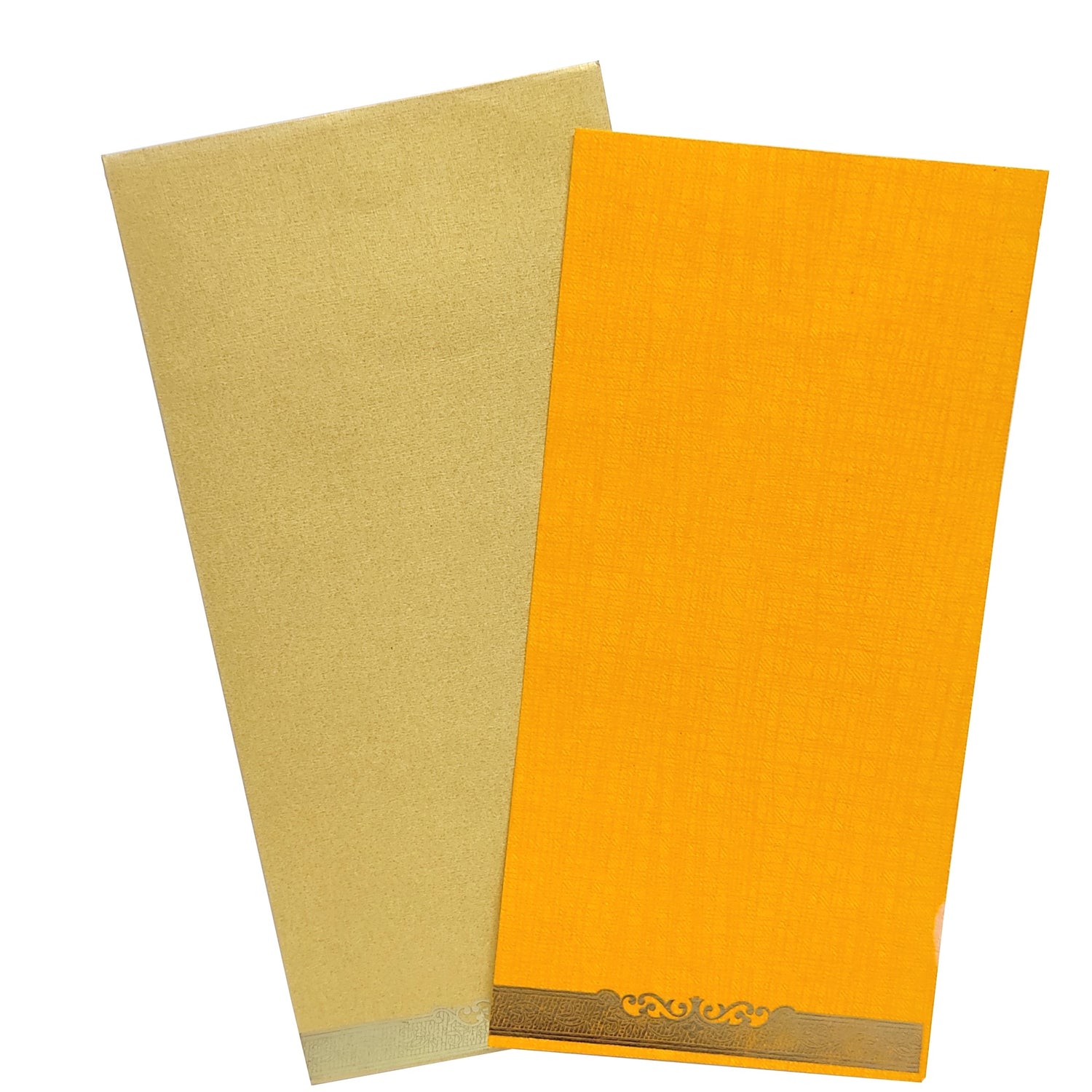Orange kadhi single sheet gold invitation card-KNKS10OG