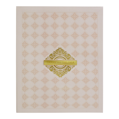 Peach Padded Nameplate Wedding Card-KBM04720