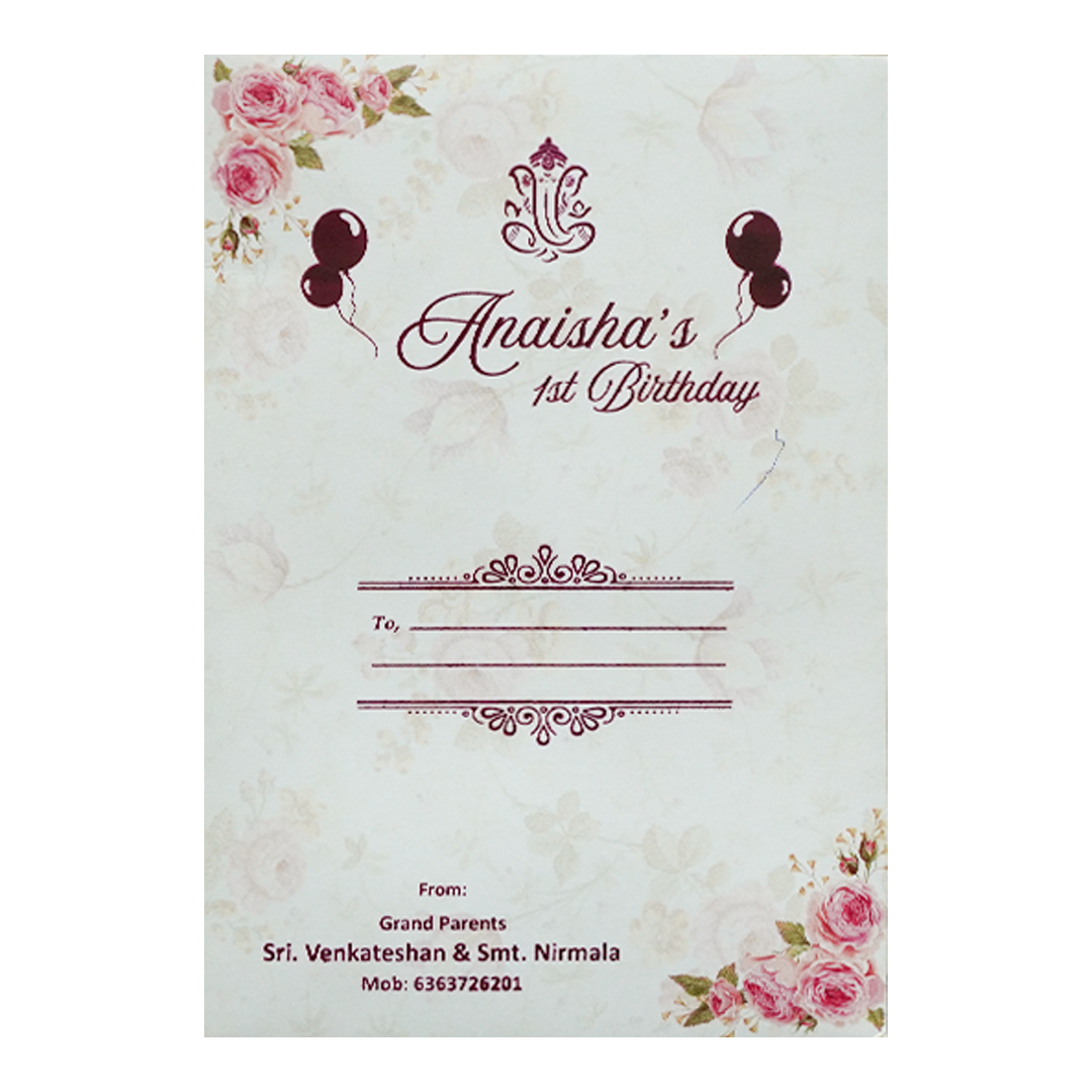 White Pink Floral Wedding Card-KNCY6601C