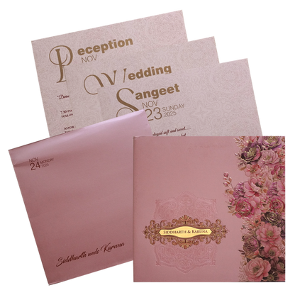 Bronze Pink Premium Padded Wedding Invitation-King of Cards