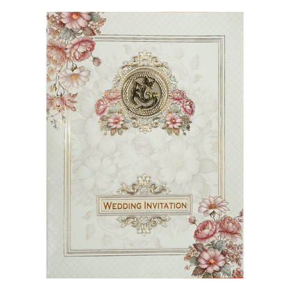 Pastel Blue Floral Ganesha Wedding Card-KNTY6806