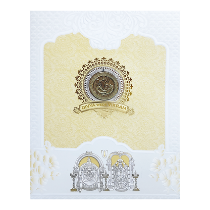 White Cream Balaji Padmavathi Wedding Card-KNJS2088Y