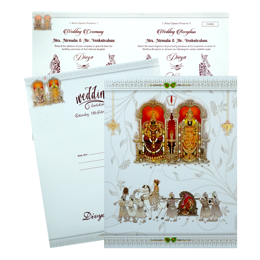 White Jumbo Balaji Padmavathi With Dohli Baraat Fictional Print-KNK4331