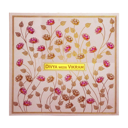 Pink Lotus Box Wedding Card-KNKD8107