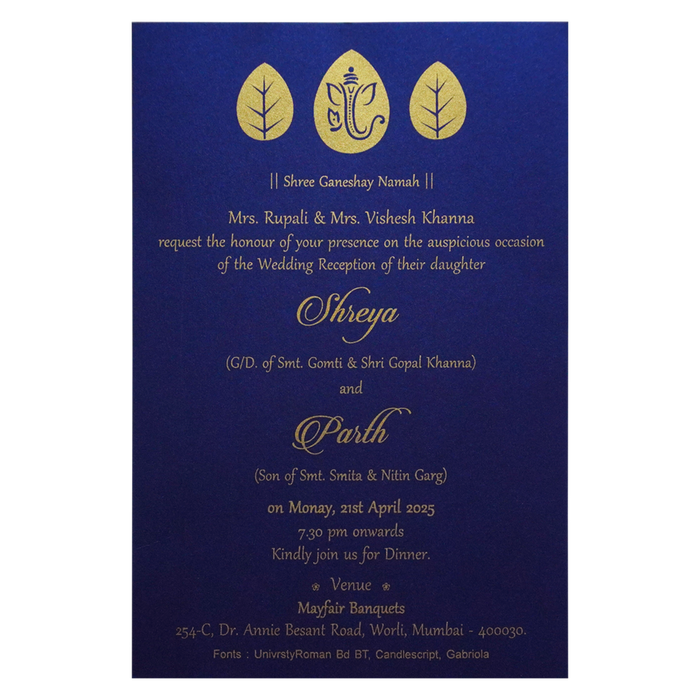 Blue Single Sheet Invitation Card-King of Cards