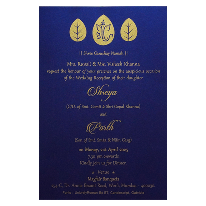 Blue Single Sheet Invitation Card-King of Cards
