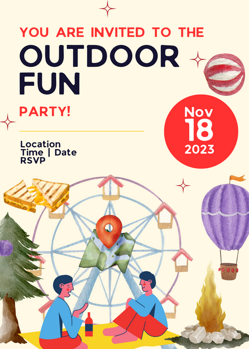 Cream Giant Wheel Outdoor Fun Invitation-AAOUT003