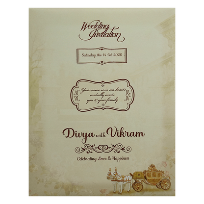 Pastel Green Chariot Nameplate Invitation Card-KNKJ1113
