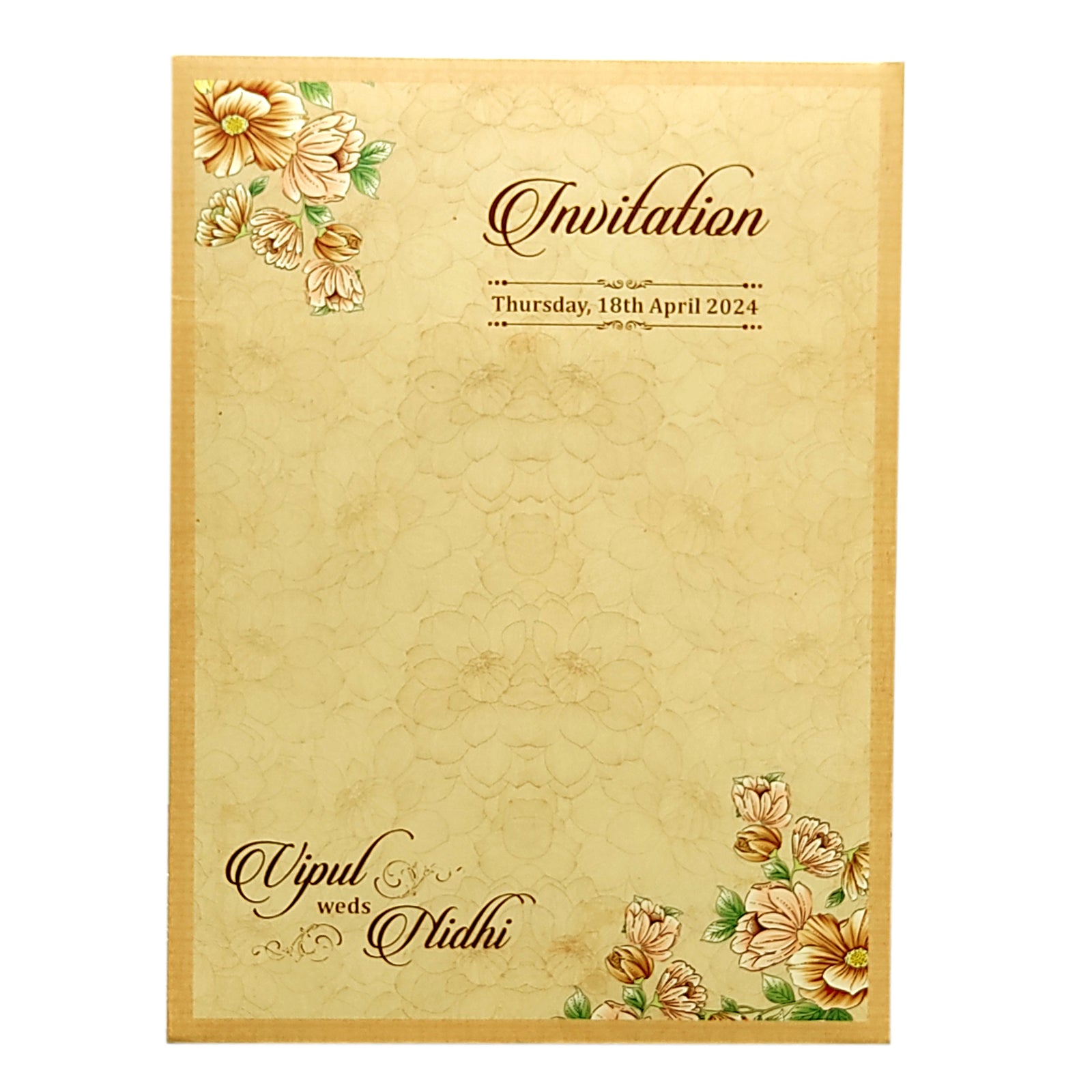 Pale Light Brown Laser Cut Wedding Card-KVN06700