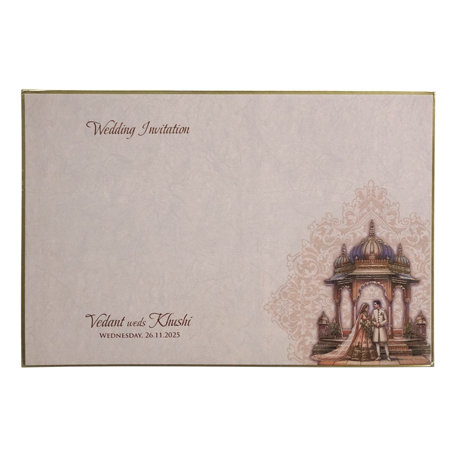 Dusty Pink Premium Embossed Marriage Card-KPR24270