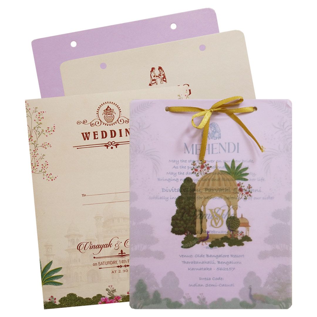 Pink Floral Theme Wedding Card  -  KNAL1401