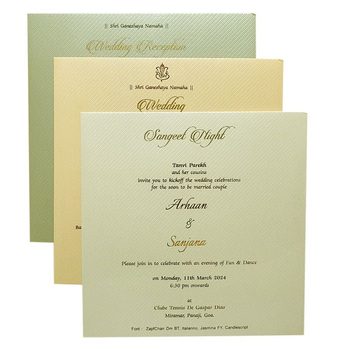 Cream Embossed Padded Invitation Card-King of Cards