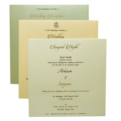 Cream Embossed Padded Invitation Card-King of Cards