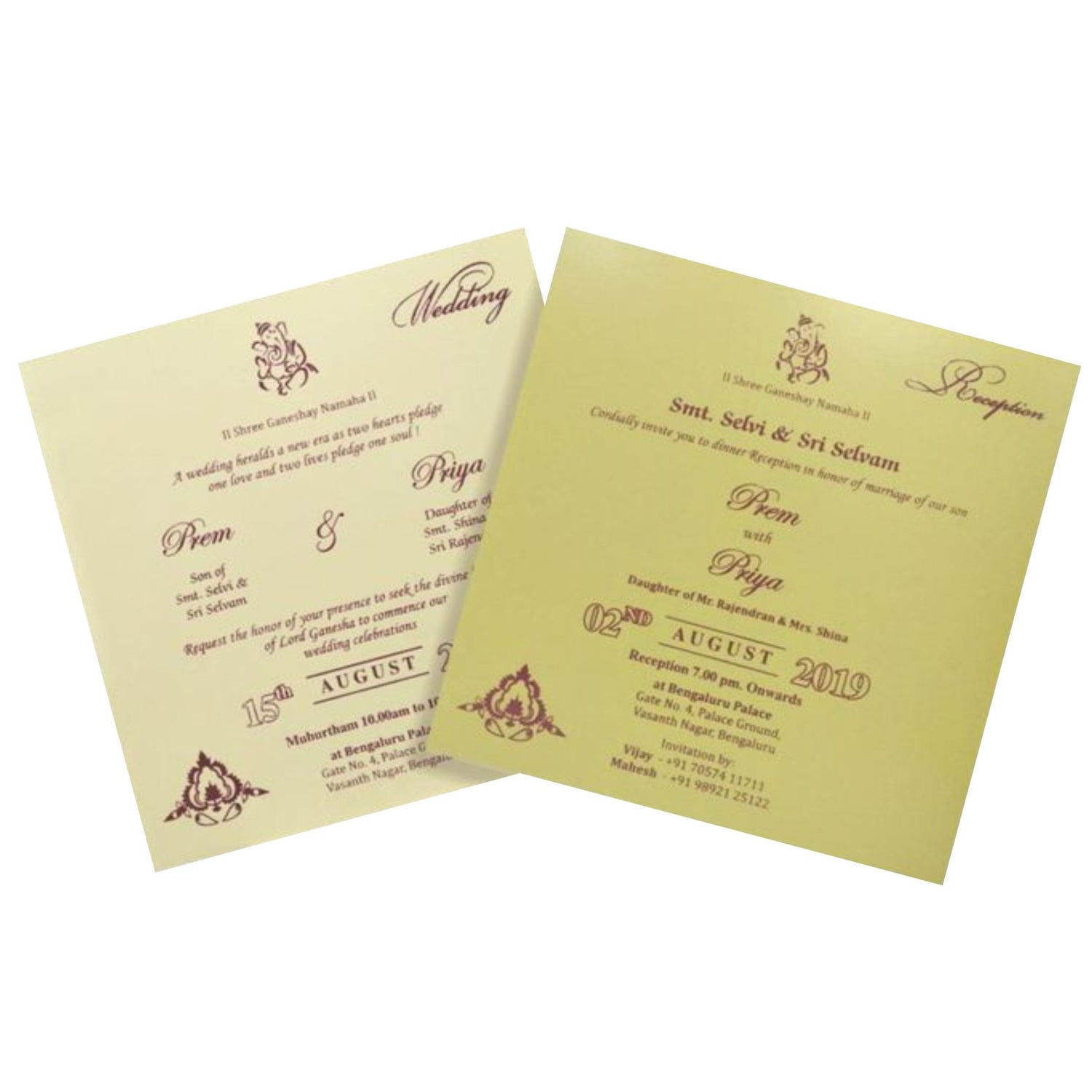 Alluring Floral Theme With Gold Foiling Wedding Card - KND8005C