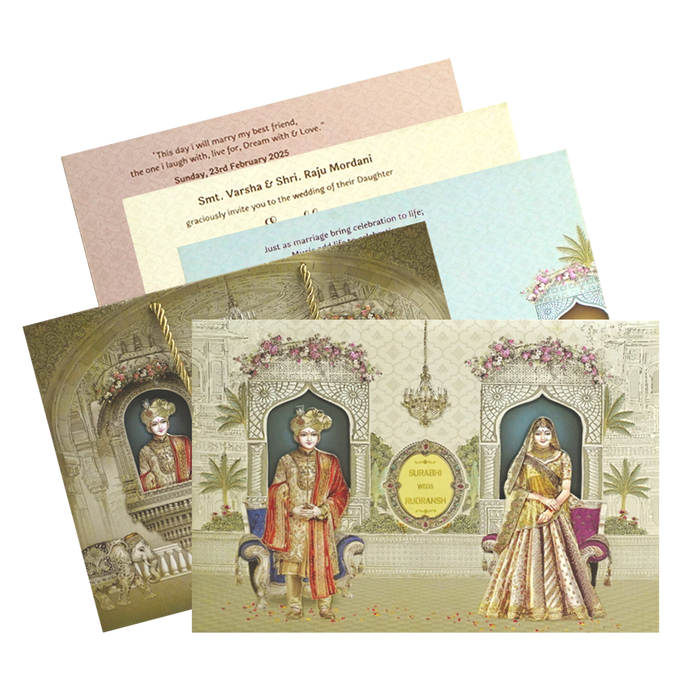 Beige MDF Wedding Box-King of Cards