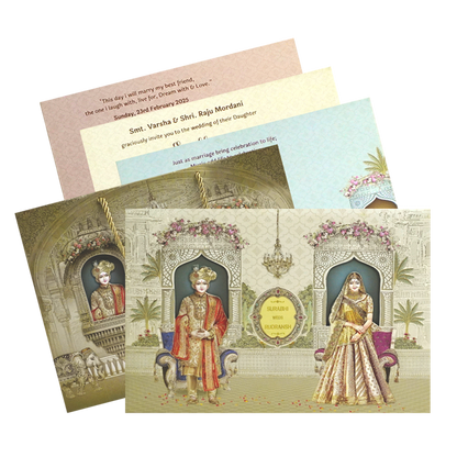 Beige MDF Wedding Box-King of Cards