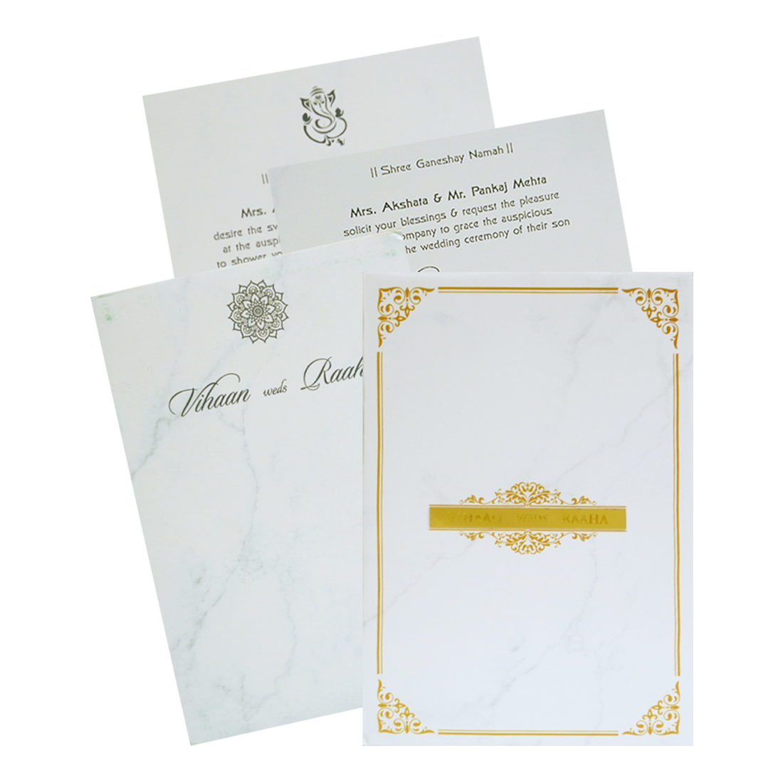 White Nameplate Padded Invitation Card-KRC30620