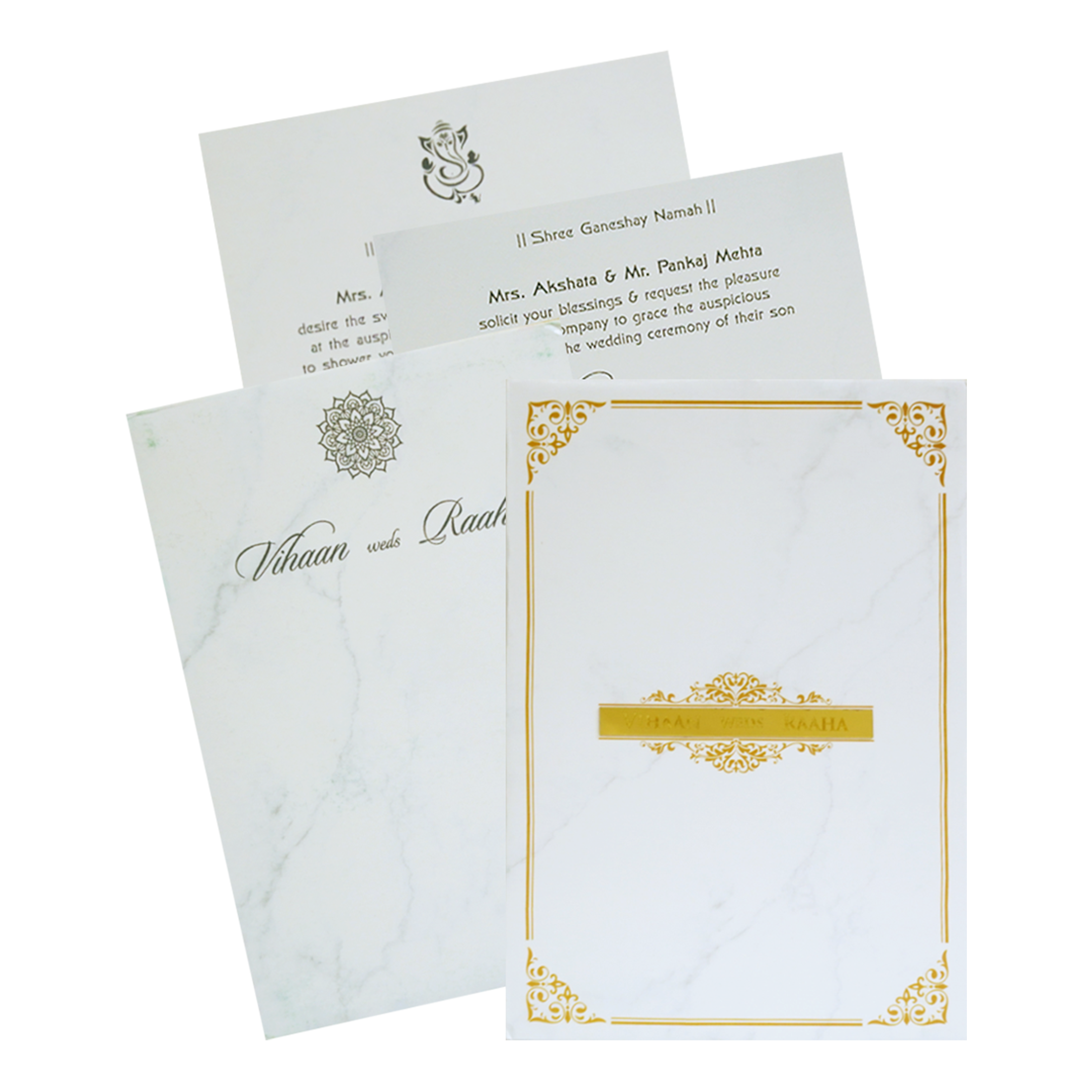 White Nameplate Padded Invitation Card-KRC30620