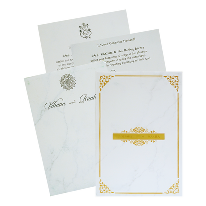 White Nameplate Padded Invitation Card-KRC30620