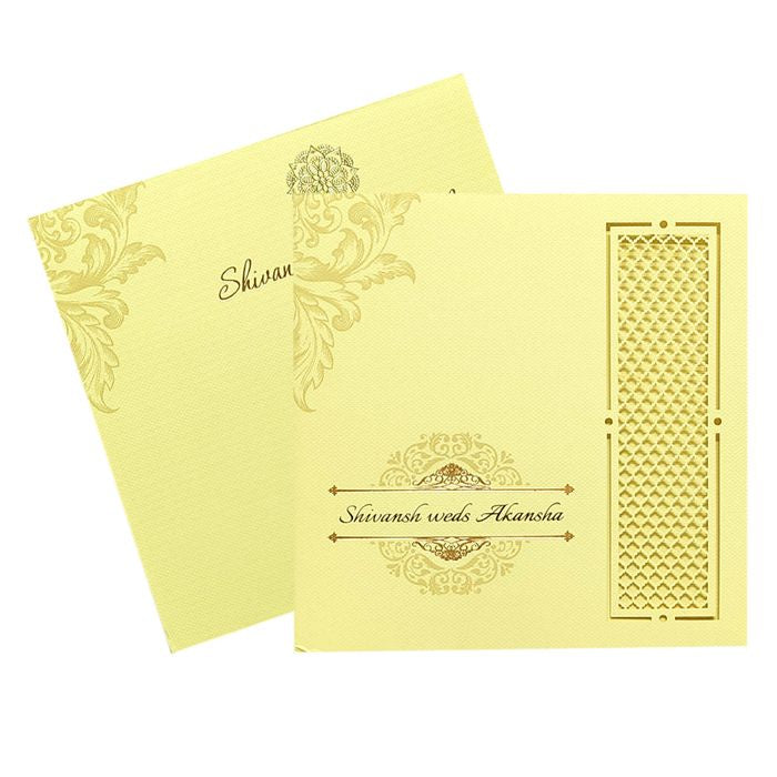 Cream Laser Cut Invitation Card-King of Cards