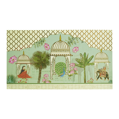 Pastel Arch Peacock Box Wedding Invitation-KBX1403