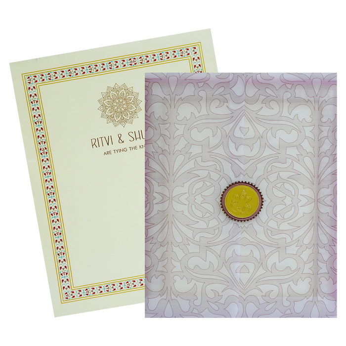 Cream Tracing Sheet Wedding Card-King of Cards