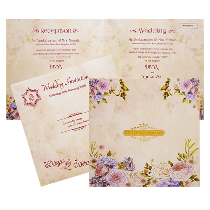 Pastel Pink Floral Sonnet Offset Print Design With Name Plate-KNSN6701P-King of Cards