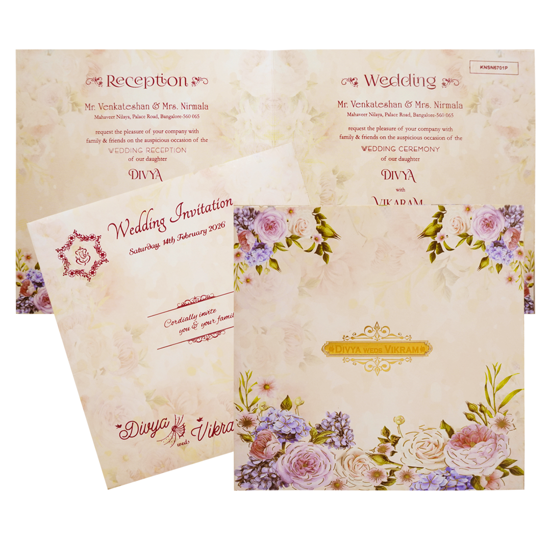 Pastel Pink Floral Sonnet Offset Print Design With Name Plate-KNSN6701P