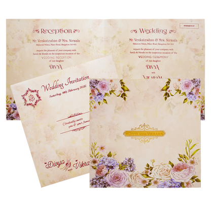 Pastel Pink Floral Sonnet Offset Print Design With Name Plate-KNSN6701P