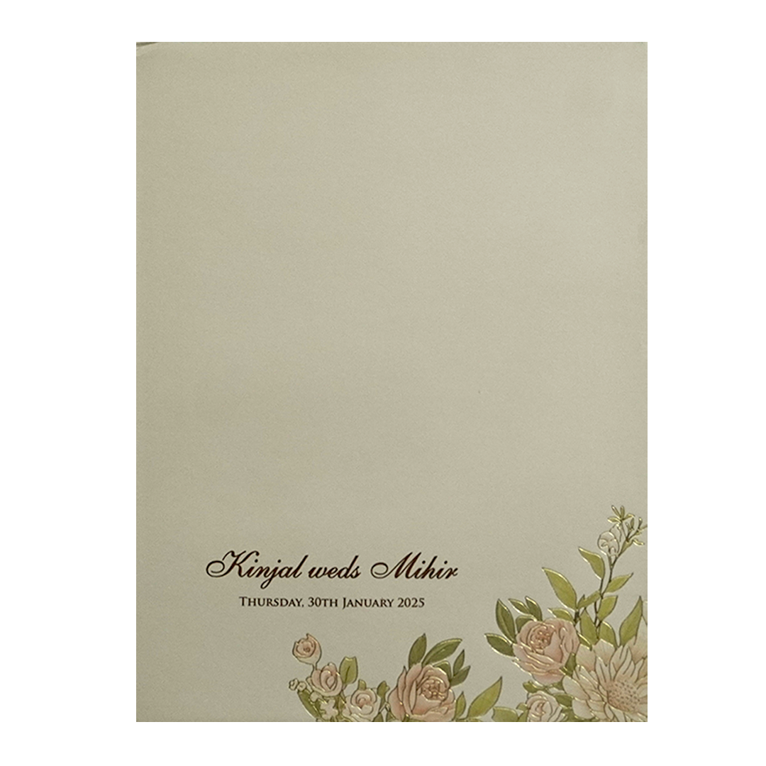 Cream Floral Marriage Card-KPR09730