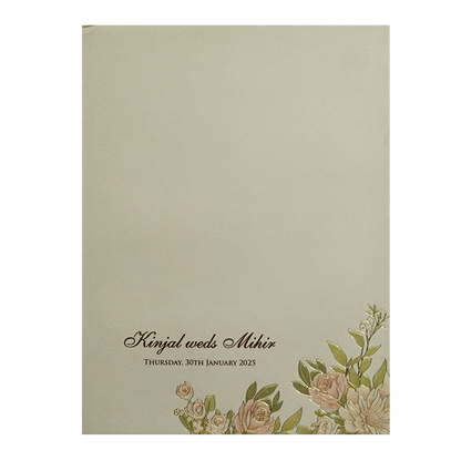 Cream Floral Marriage Card-KPR09730