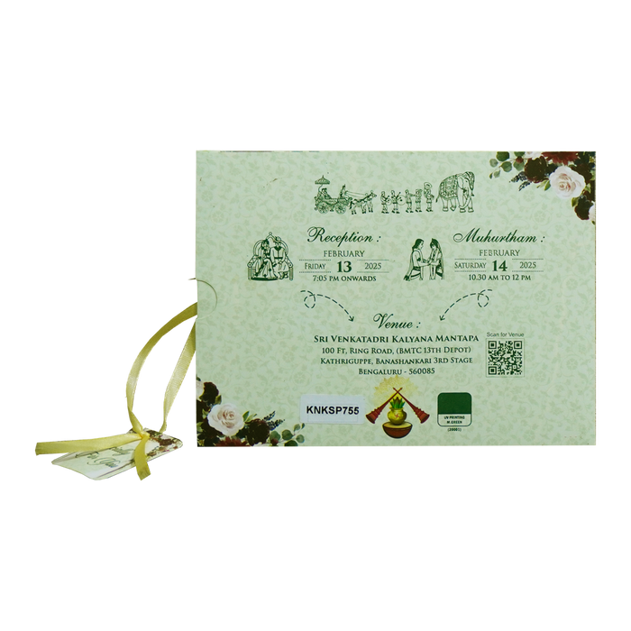 Light green Floral Slide Invitation Card-KNKSP755