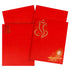 Our red jumbo metallic invitation card features a Ganesha and peacock fetaher in gold foiling. It comes along a foldable insert with uneven gridlines.