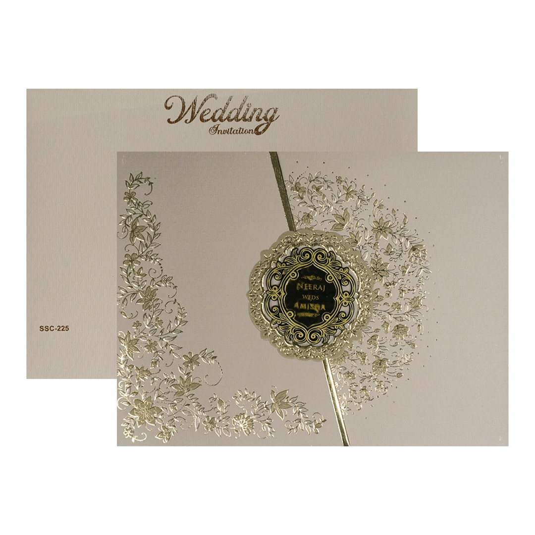 Check out Pink Gold Floral Padded Wedding Card at best price. ✅WhatsApp Support ✅Express Delivery.|King of cards.