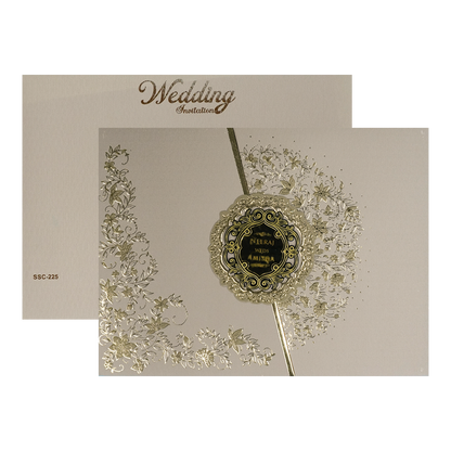 Check out Pink Gold Floral Padded Wedding Card at best price. ✅WhatsApp Support ✅Express Delivery.|King of cards.