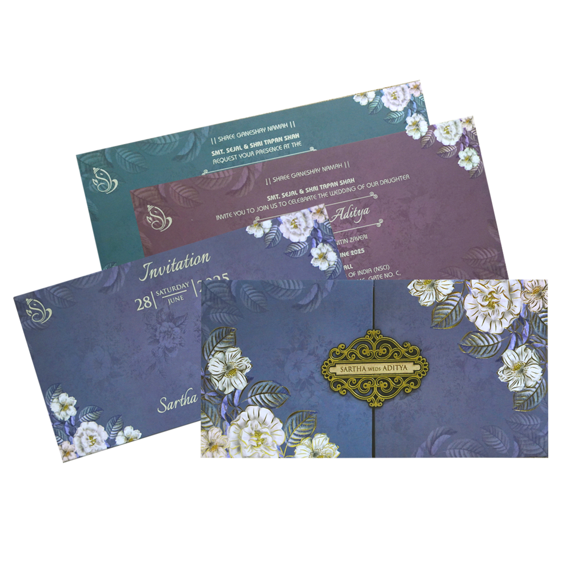 Lavender Blue Wedding Card-KVN06860